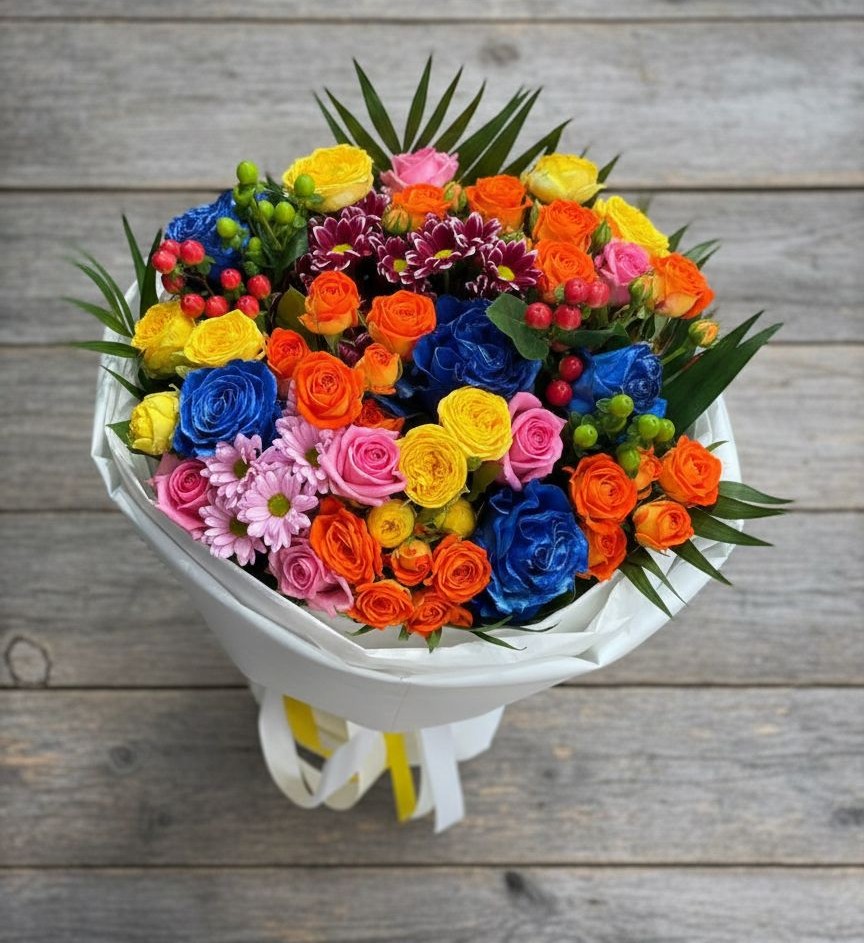 Букет цветов из: Розы и Хризантемы в Болтино