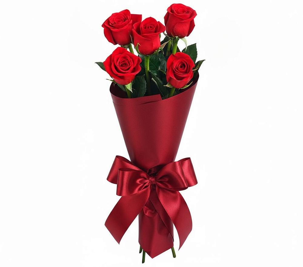 Букет 5 Красных роз Эдлесс Лав в Болтино