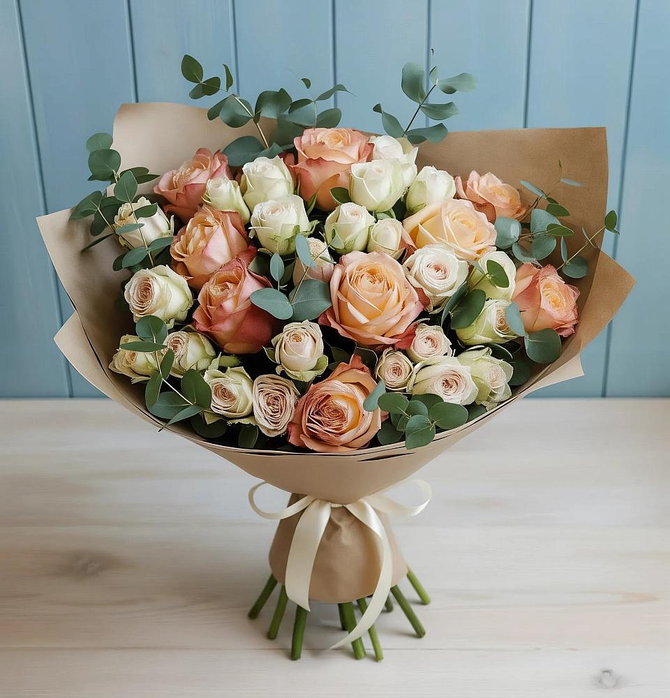 Букет цветов из: Альстромерии и Розы в Болтино