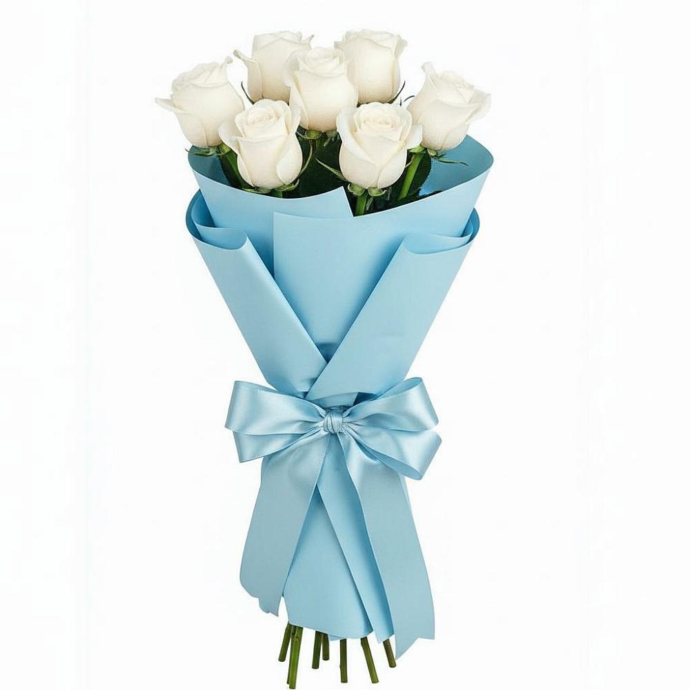 Букет 7 белых роз Проуд в Болтино