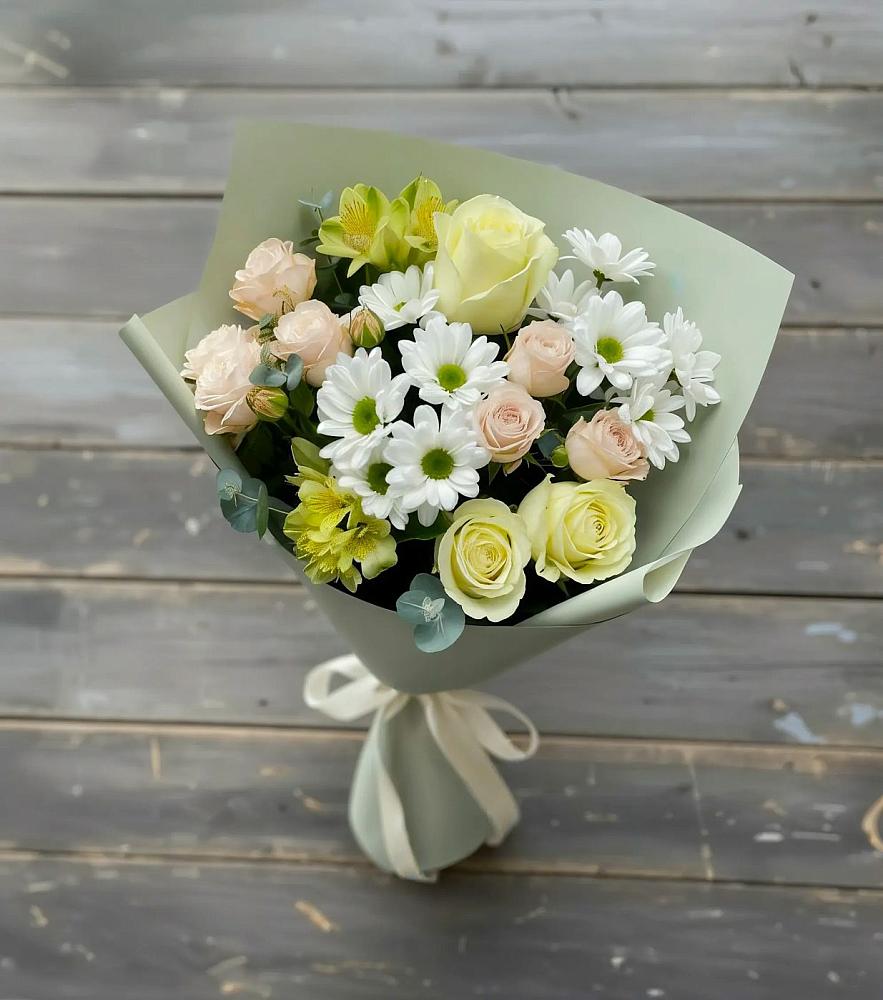 Букет цветов из: Альстромерии, Розы и Хризантемы в Болтино