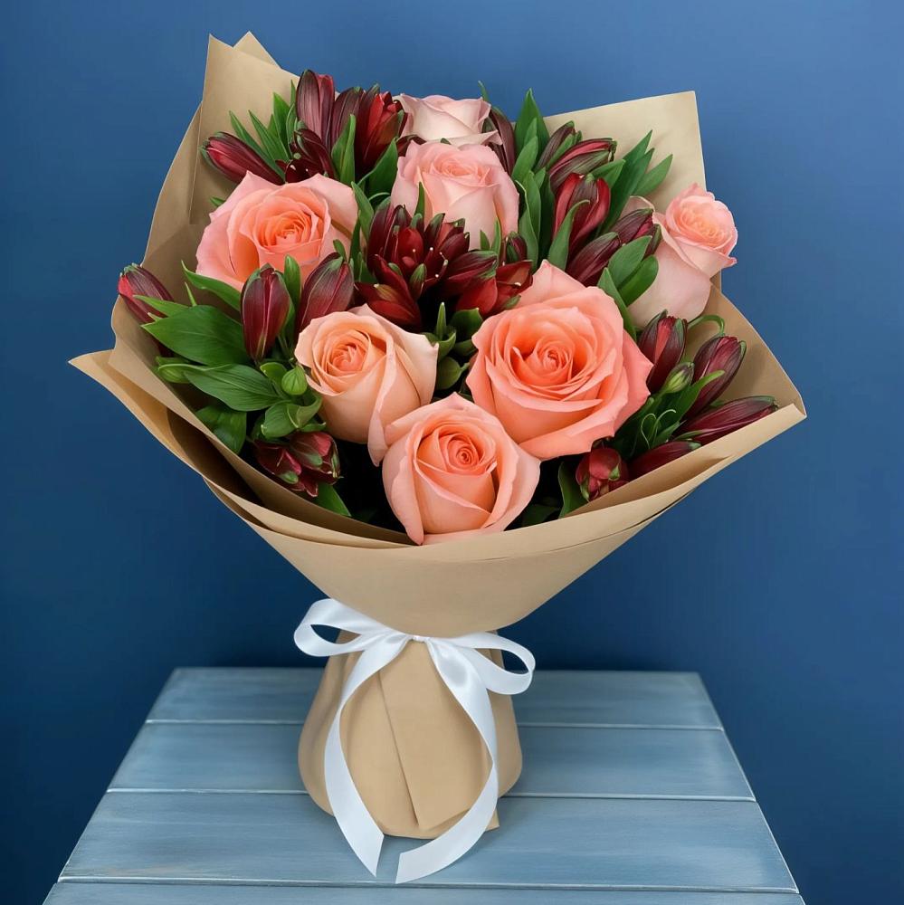 Букет цветов из: Розы и Альстромерии в Болтино