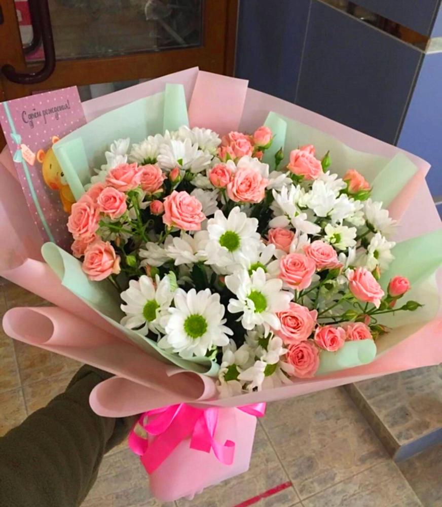 Букет цветов из: Розы и Хризантемы в Болтино