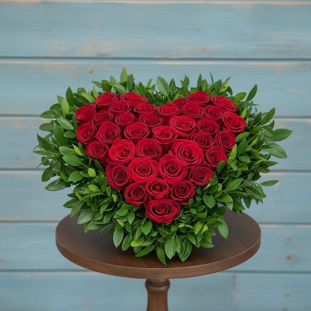 Цветочная композиция из Розы в виде сердца в Болтино