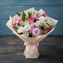 Букет цветов из:  Хризантемы, Альстромерии и Розы в Болтино