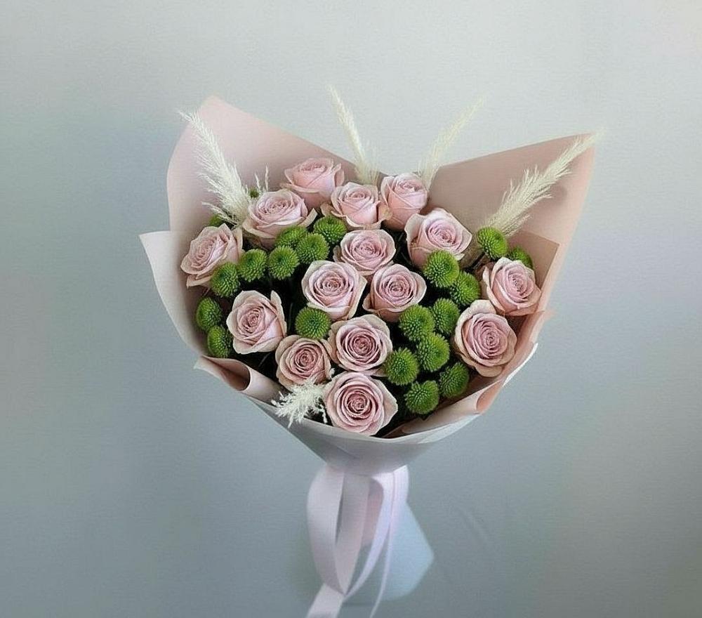 Букет цветов из: Розы и Хризантемы в Болтино