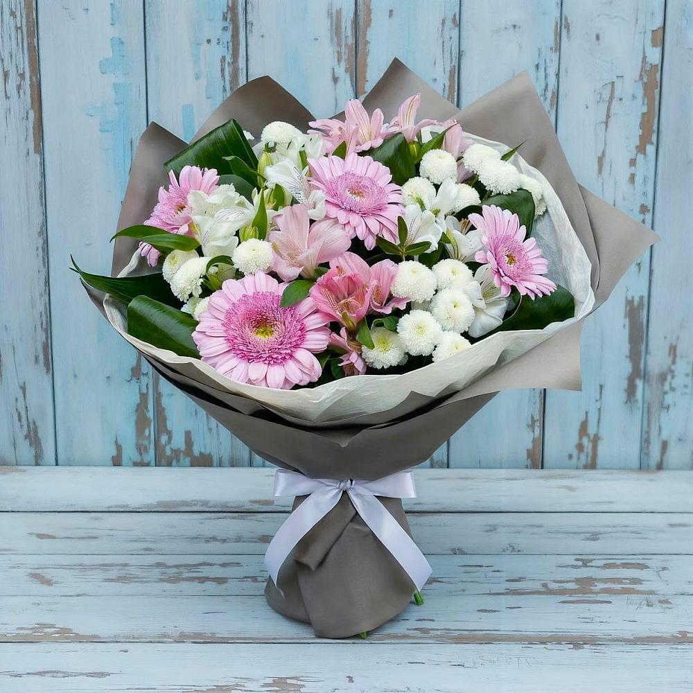 Букет цветов из: Герберы, Альстромерии и Хризантемы в Болтино