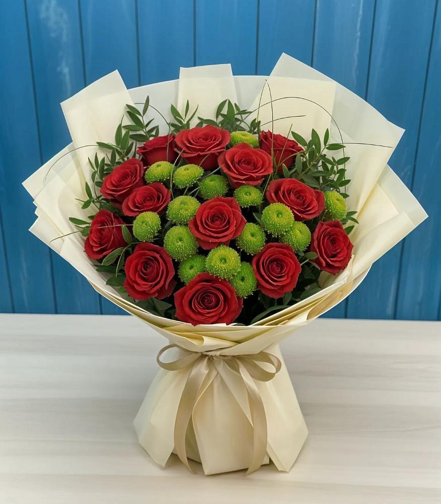 Букет цветов из: Розы и Хризантемы в Болтино