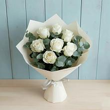 Букет Белые розы в Эвкалипте в Болтино